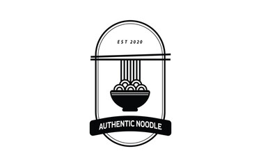 noodle, pasta, spaghetti icon badge logo illustration