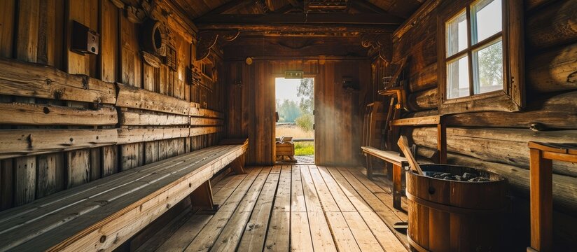 Traditional wooden sauna in Margionys village, Lithuania
