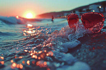 Sunglasses in water - Vacations Concept