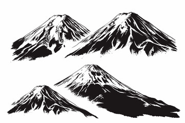 set of mountain vectors - obrazy, fototapety, plakaty