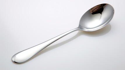  a close up of a spoon with a spoon rest on a white surface with a shadow of a spoon on it.
