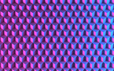 Isometric 3d purple blue Cubes Pattern Background close-up stock photo