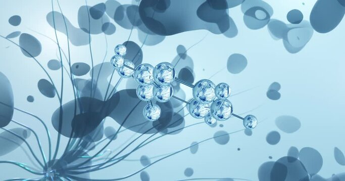Niacin rotating molecular 3d structure ball-and-stick model, looped video vitamin b3, nicotinic acid