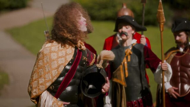 Medieval General With Spear-Wielding Footmen