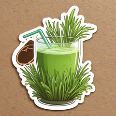 Wheatgrass Juice sticker with Ai generative