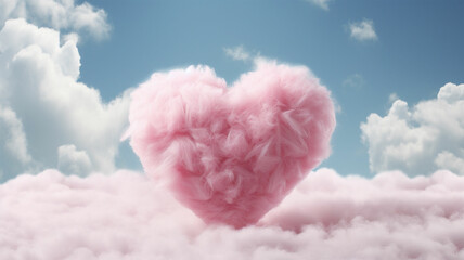pink heart in the clouds