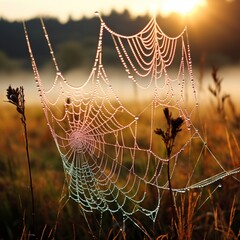 spider web with dew drops