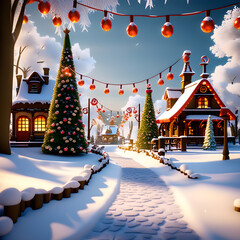 Holiday Winter wonderland village snowy landscape 15 of 41