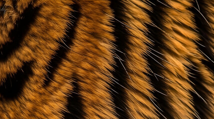 Detailed photo highlighting the unique pattern of tiger skin up close.