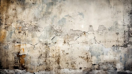 Grunge texture of an old concrete wall covered with peeling gray plaster.. Abstract background for design.