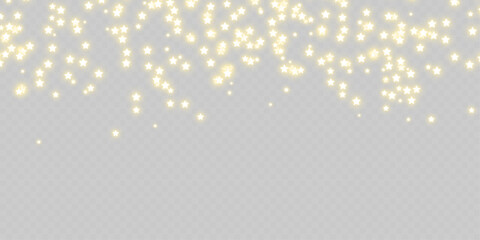 Falling golden star dust light effect isolated on transparency grid layer. Stock royalty free vector illustration	