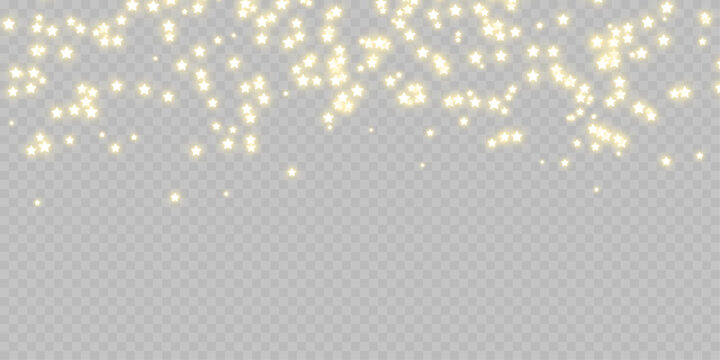 Realistic golden star dust light effect isolated on transparency grid layer. Stock royalty free vector illustration	