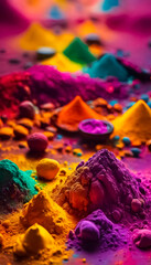 AI Generated illustration of a traditional Holi Festival of Colour scene