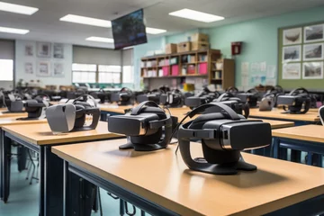 Fotobehang Innovative VR Classroom Experience. Generative AI © Ilugram