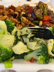 Healthy plate of vegetables, broccoli, with a fork