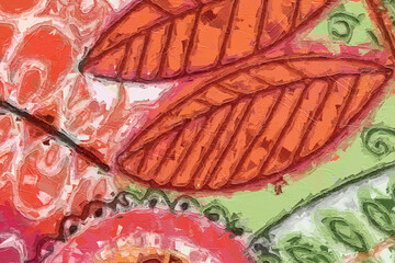 Oil paintings and various flowers, birds, and chrysanthemums are beautiful