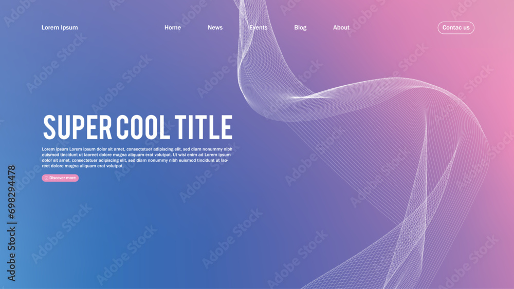Poster Landing page abstract design. Template for website or app. Colorful abstract minimal wave