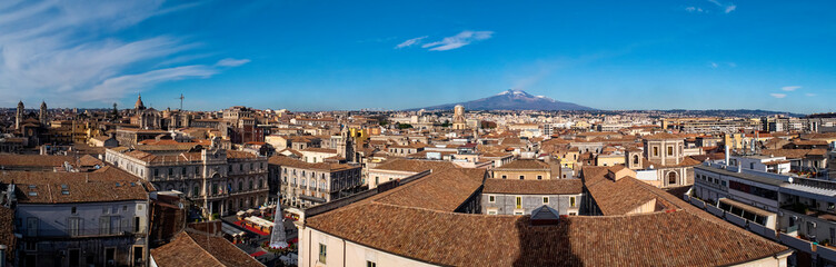 Fototapeta na wymiar Cityscape of Catania from a terrace