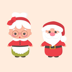 Sweet grandma and old man santa. Home comforts. Mrs. Santa. Vector