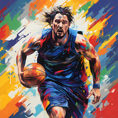 basketball player illustration, design man,pop art cartoon