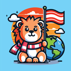 Free vector cute lion celebrate world wildlife day cartoon vector flat isolated illustration