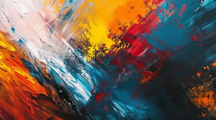 An abstract artwork with bold, bright strokes of color, creating an energetic and dynamic composition that is visually striking.