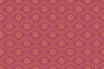 Bandhni floral seamless pattern. Indian Gujarati, Jaipuri style pattern in pink and gold 