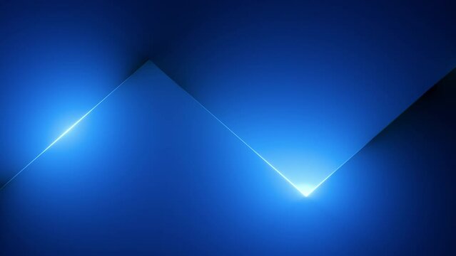 endless 3d animation, abstract neon background of zigzag line, blue light gradient