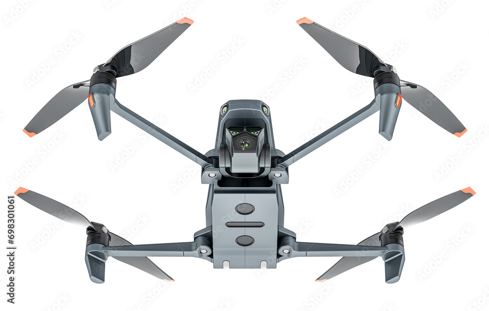 Poster modern drone, bottom view. 3d rendering isolated on transparent background
