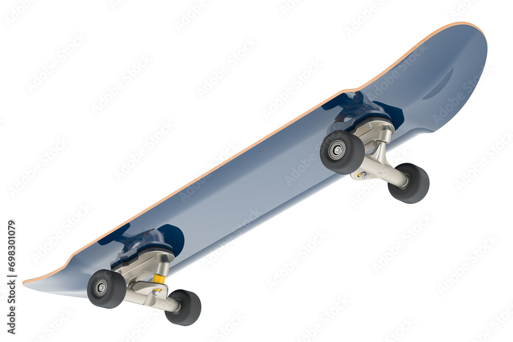 Poster skateboard, bottom view. 3d rendering isolated on transparent background