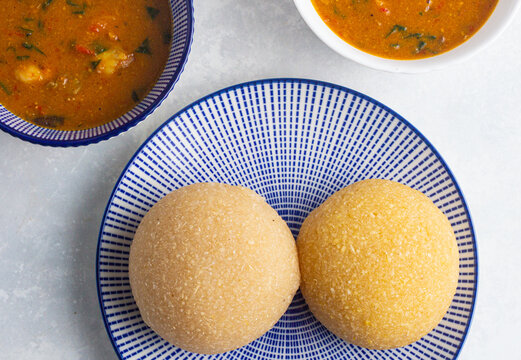 Nigerian Eba, also called garri served with soup. A popular Nigerian Swallow. 