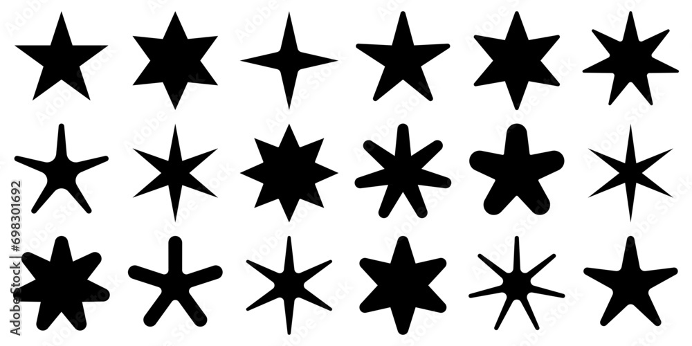 Poster collection of simple stars in various styles
