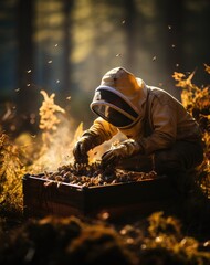 Beekeeper's work on bees