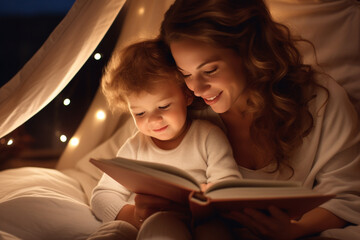 mother and child reading book