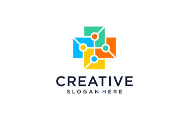 medical modern digital technology logo design