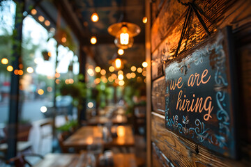 we are hiring sign cafe - obrazy, fototapety, plakaty