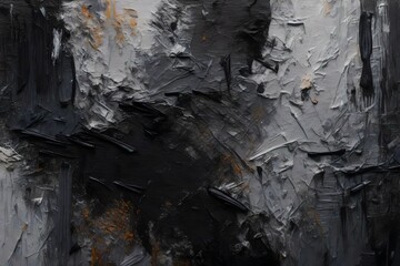 Closeup of abstract rough black dark colored art painting texture, with oil brushstroke, pallet knife paint on canvas