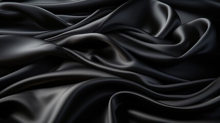 Fototapeta premium Abstract background of black silk, black fabric texture 