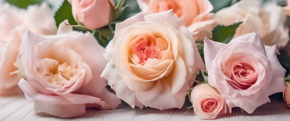 Petals of Happiness: Delightful Pink Roses Creating a Romantic Background for Happy Celebrations - Pink Roses Close-Up