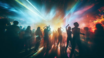Young people dancing in a nightclub, friends having fun at night