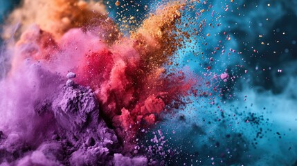 Fototapeta premium Colorful powder splash explosion dust paint wallpaper background