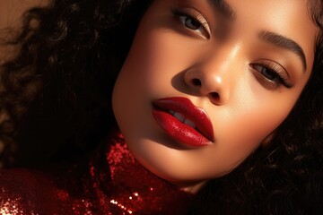 Fototapeta premium portrait of a woman with red lips