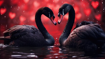 Two swan couple love valentine day wallpaper background