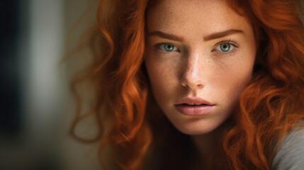 Red-haired girl. portrait of a woman