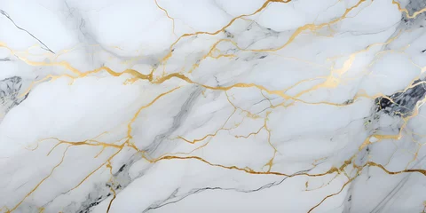 Foto op Aluminium White Marble granite ivory with brown and gold texture. Background wall surface pattern graphic abstract light elegant gray floor ceramic counter texture stone slab smooth tile natural Generative Ai © Vladislav