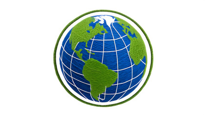 Fototapeta premium Planet Earth made from fabric and yarn, globe, homemade style, homemade, sustainable, sustainability, plastic-free, environmentally friendly, Sustainable clothing production and Textiles
