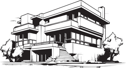 Triple Apex Retreat Iconic Emblem of Elevation Tri Heights Homestead Vector Icon of Residential Opulence