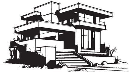 Tri Skyscape Dwelling Vectorized Icon of Elevation Tri Expanse Estate Emblem of Tri Level Opulence
