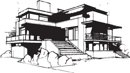 Naklejka premium Trifold Majesty Icon of Tri Level Opulence in Vector Design Tri Tower Zenith Emblem of Residential Prestige in Vector Art