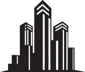 Obraz premium Urban Skyscraper Impression Multifloor Vector Logo Design Cityline Multifloor Elevation Vector Logo of Urban Building Design